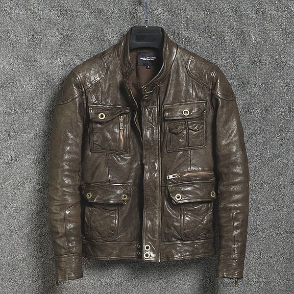 2019 men's safari style vintage m65 genuine leather jacket washed vegetable tanning sheepskin biker jacket men leather coat male, Black
2019 men's safari style vintage m65 genuine leather jacket washed vegetable tanning sheepskin biker jacket men leather coat male, Black
