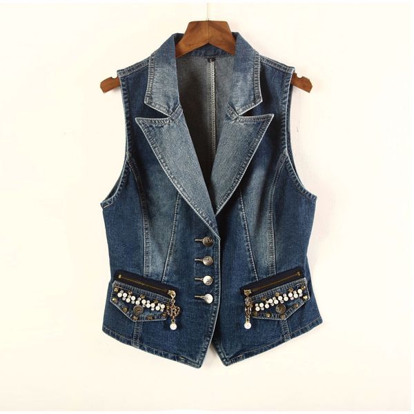 spring women fashion slim water wash single breasted pearl beaded casual denim vest female short design jean cotton outerwear, Black;white
spring women fashion slim water wash single breasted pearl beaded casual denim vest female short design jean cotton outerwear, Black;white