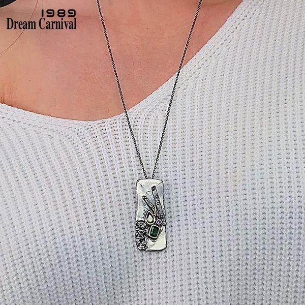 dreamcarnival1989 new black gold collection rectanglar pendant necklace for women must have exaggerated personality gift wp6678, Silver
dreamcarnival1989 new black gold collection rectanglar pendant necklace for women must have exaggerated personality gift wp6678, Silver
