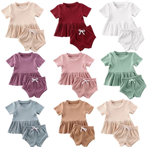 baby summer clothing infant newborn baby girls 2pcs set ribbed outfits short sleeve shirt dress shorts bottoms outfit, White
baby summer clothing infant newborn baby girls 2pcs set ribbed outfits short sleeve shirt dress shorts bottoms outfit, White