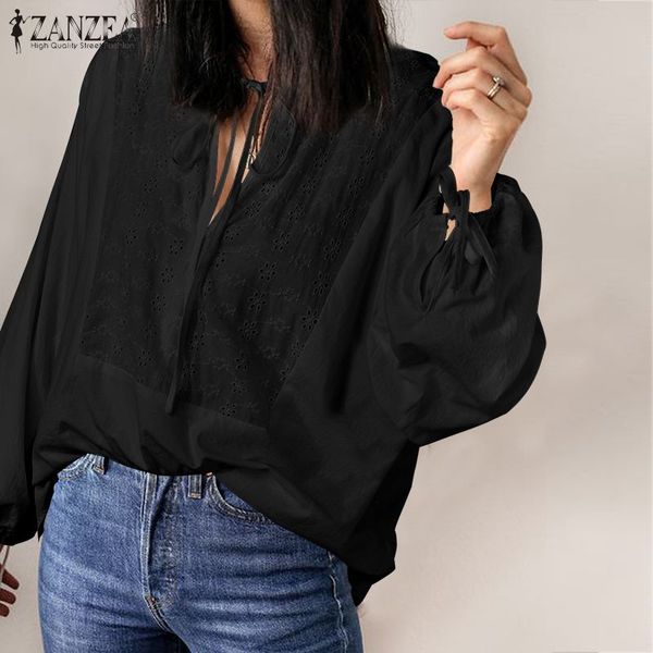 fashion lace women's hollow blouse 2020 zanzea casual puff sleeve shirts female lace up blusas plus size solid tunic 5xl, White
fashion lace women's hollow blouse 2020 zanzea casual puff sleeve shirts female lace up blusas plus size solid tunic 5xl, White