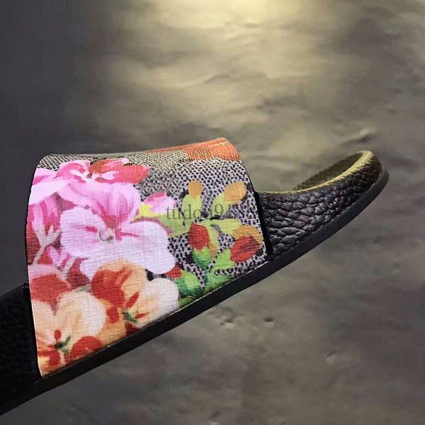 2022-women mens printing leather slide sandals adults size euro 35-45, Black