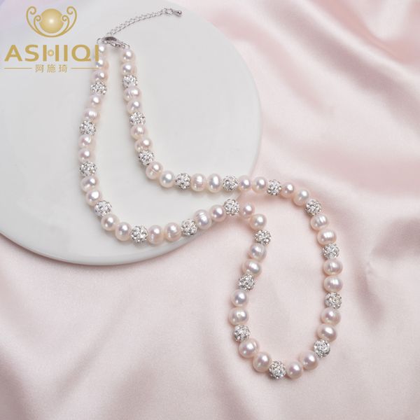 ashiqi real natural freshwater pearl necklace with white clay zircon ball jewelry for women gifts, Silver
ashiqi real natural freshwater pearl necklace with white clay zircon ball jewelry for women gifts, Silver