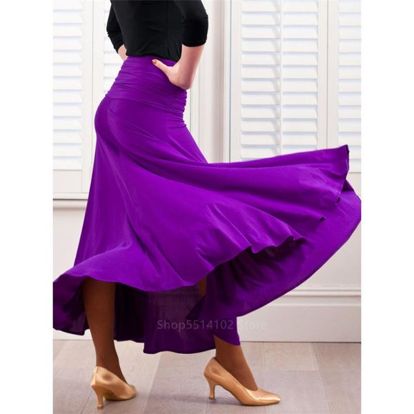 

women girls latin ballroom practice stage performance mexico flamenco professional dress drape solid skirt dancewear, Black;red