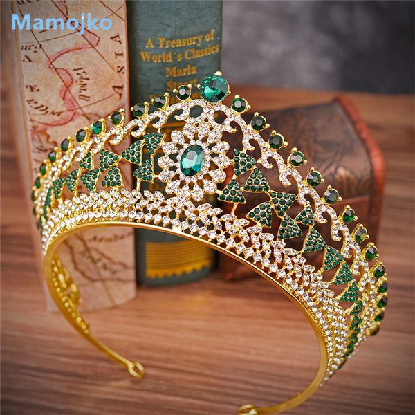 mamojko large baroque vintage green royal blue crystal queen crown gold bridal headband beauty pageant wedding tiara for women, Golden;white
mamojko large baroque vintage green royal blue crystal queen crown gold bridal headband beauty pageant wedding tiara for women, Golden;white