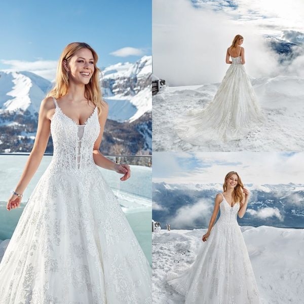 beautiful a line wedding dresses spaghetti applique sequins wedding dresses tulle sweep train bridal gowns bohemia vestidos de novia, White
beautiful a line wedding dresses spaghetti applique sequins wedding dresses tulle sweep train bridal gowns bohemia vestidos de novia, White
