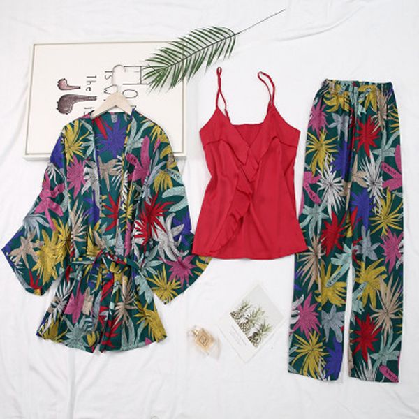 silk pajamas for women long sleeve set floral print robe pants 3 pieces satin pijama sleepwear nightie home clothes, Black;red
silk pajamas for women long sleeve set floral print robe pants 3 pieces satin pijama sleepwear nightie home clothes, Black;red