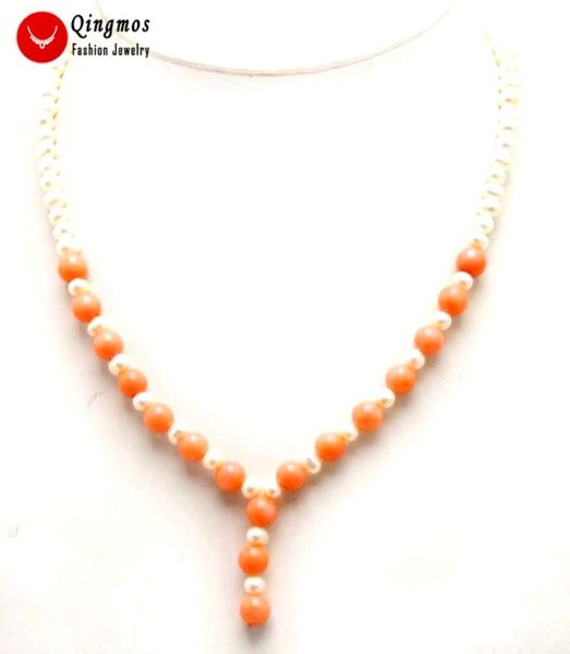 qingmos fashion 6-7mm round natural white pearl chokers necklace for women with pink coral 17'' pendant necklace jewelry n5997, Golden;silver
qingmos fashion 6-7mm round natural white pearl chokers necklace for women with pink coral 17'' pendant necklace jewelry n5997, Golden;silver