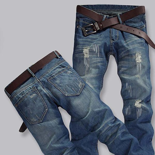 2020 mens causal jeans denim pants knee holes distressed ripped straight pant washed ing, Blue
2020 mens causal jeans denim pants knee holes distressed ripped straight pant washed ing, Blue