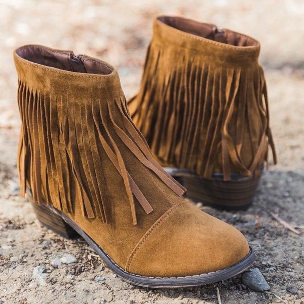 women shoes fringe western booties female casual suede low heel round toe boots shoes women ankle boots zipper platform, Black
women shoes fringe western booties female casual suede low heel round toe boots shoes women ankle boots zipper platform, Black
