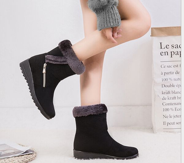 2019 autumn and winter new warm women's snow boots side chain suede 43 yards low heel casual shoes, Black
2019 autumn and winter new warm women's snow boots side chain suede 43 yards low heel casual shoes, Black