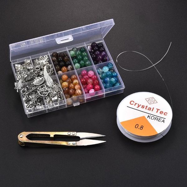 8mm diy loose bead jewelry making kits with crystal thread pendant scissors for diy necklace bracelet beading accessories, Blue;slivery
8mm diy loose bead jewelry making kits with crystal thread pendant scissors for diy necklace bracelet beading accessories, Blue;slivery