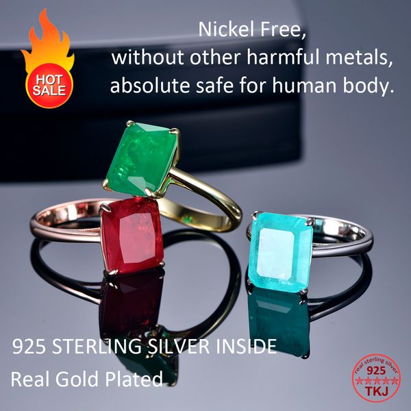 tkj real 925 silver square ruby and emerald ring wedding engagement rings for women fine jewelry accessories gifts y200321, Slivery;golden 
tkj real 925 silver square ruby and emerald ring wedding engagement rings for women fine jewelry accessories gifts y200321, Slivery;golden