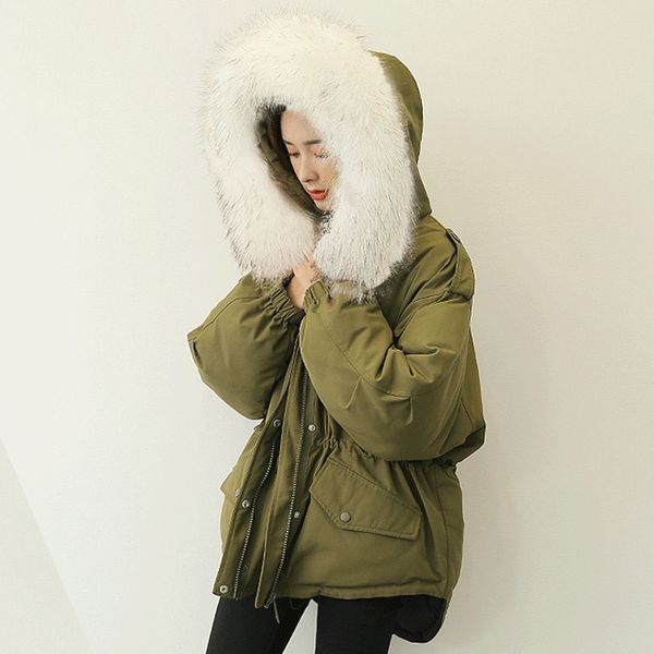 detachable real raccoon fur collar hooded down jacket women adjustable sashes oversize down coat outerwear 2019 autumn winter, Black 
detachable real raccoon fur collar hooded down jacket women adjustable sashes oversize down coat outerwear 2019 autumn winter, Black