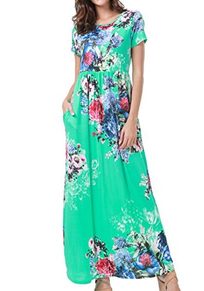 simier fariry womens summer floral print casual short sleeve pockets maxi long dress, Black;gray 
simier fariry womens summer floral print casual short sleeve pockets maxi long dress, Black;gray