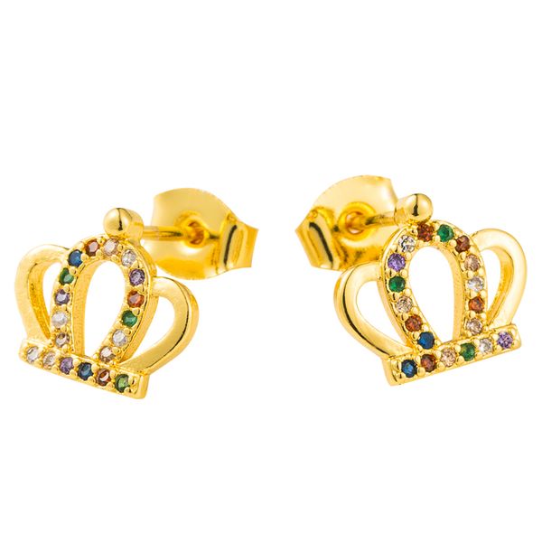 say hello cz copper multi-color zircon crown stud earrings for women geometric ear studs piercing earrings jewelry brinco k4371, Golden;silver
say hello cz copper multi-color zircon crown stud earrings for women geometric ear studs piercing earrings jewelry brinco k4371, Golden;silver