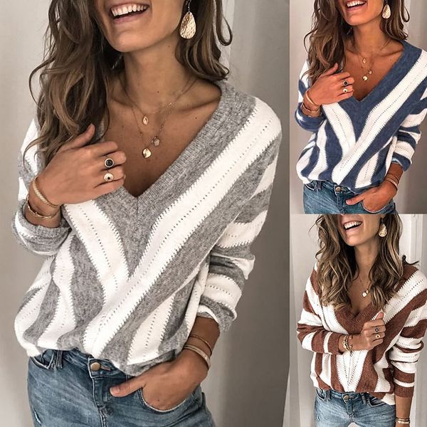newly 2019 fashion womens v neck sweater stripe knitwear pullover long sleeve oversized loose autumn winter sweaters, White;black
newly 2019 fashion womens v neck sweater stripe knitwear pullover long sleeve oversized loose autumn winter sweaters, White;black