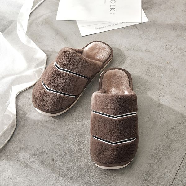 winter home slippers men indoor shoes floor plush winter warm shoes bedroom thermal slippers massage male home, Black