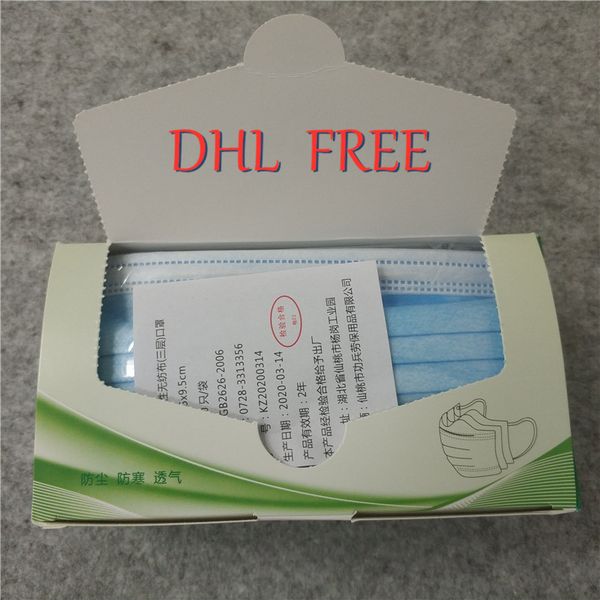 50pcs disposable face masks 3-layers dustproof maschere non-woven taeteless safety breathy healthy mask disposable face masks