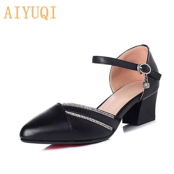aiyuqi summer genuine leather women shoes 2020 new baotou hollow with a word buckle fashion thick heel women office shoes, Black
aiyuqi summer genuine leather women shoes 2020 new baotou hollow with a word buckle fashion thick heel women office shoes, Black