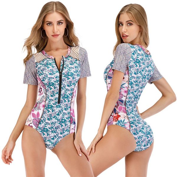 2020 designer lady's swimwear surf suit floral print diving suit for women bikini suit women one piece swimsuit panelled front zipper, White;black
2020 designer lady's swimwear surf suit floral print diving suit for women bikini suit women one piece swimsuit panelled front zipper, White;black