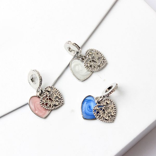 4 color alloy charm bead two heart dangle fashion women jewelry stunning european style for pandora bracelet, Black
4 color alloy charm bead two heart dangle fashion women jewelry stunning european style for pandora bracelet, Black
