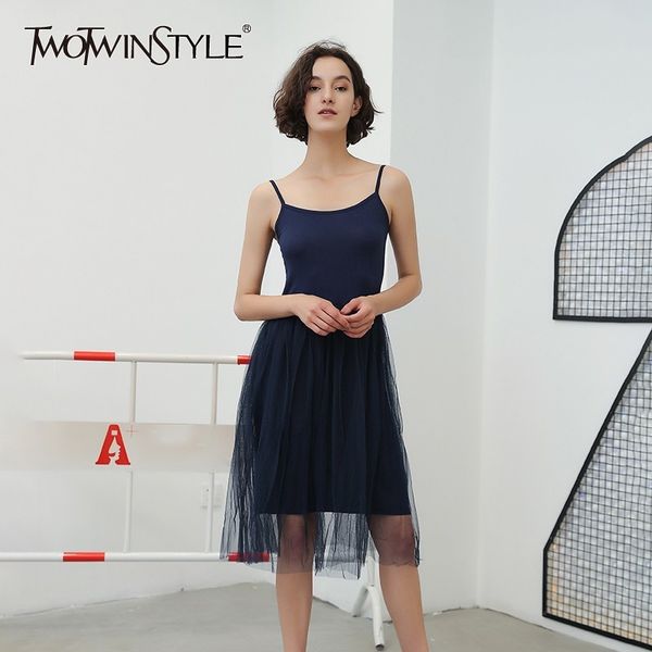 twotwinstyle off shoulder women's dress spaghetti strap mesh patchwork midi female's dresses autumn fashion 2020 clothing, Black;gray
twotwinstyle off shoulder women's dress spaghetti strap mesh patchwork midi female's dresses autumn fashion 2020 clothing, Black;gray