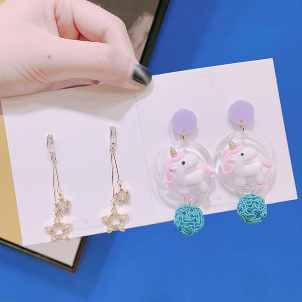temperament sweet ladies rhinestones imitation pearl stars long earrings personality cute girl unicorn ball earrings jewelry, Silver
temperament sweet ladies rhinestones imitation pearl stars long earrings personality cute girl unicorn ball earrings jewelry, Silver