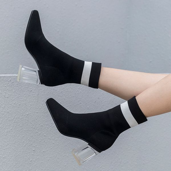 s.romance women ankle boots female transparent high heels boots slip-on woman shoes autumn shoes socks women black sb078
s.romance women ankle boots female transparent high heels boots slip-on woman shoes autumn shoes socks women black sb078