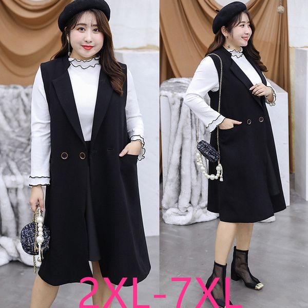 2019 korean new autumn winter plus size long coat for women casual loose sleeveless vest coats black clothes 3xl 4xl 5xl 6xl 7xl, Black;white
2019 korean new autumn winter plus size long coat for women casual loose sleeveless vest coats black clothes 3xl 4xl 5xl 6xl 7xl, Black;white