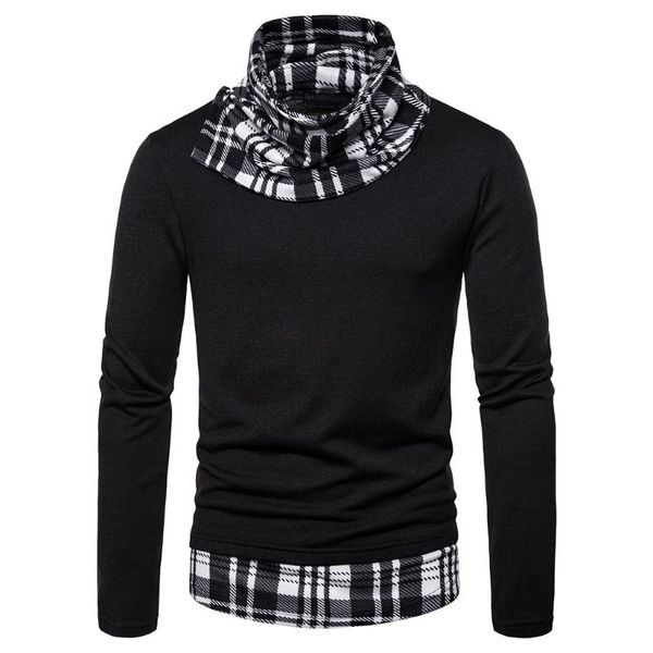 dihope men's autumn knit sweater high neck long sleeve plaid panel knit sweater casual slim street sweaters 2019, White;black
dihope men's autumn knit sweater high neck long sleeve plaid panel knit sweater casual slim street sweaters 2019, White;black