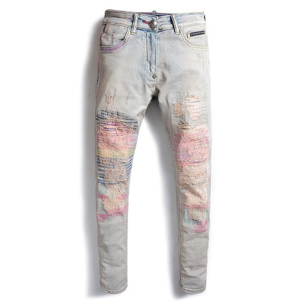 19ss mens designer pants new style casual skinny sweatpants rock revival hip hop man jeans hole drop crotch jogging pants brand streetwear, Blue
19ss mens designer pants new style casual skinny sweatpants rock revival hip hop man jeans hole drop crotch jogging pants brand streetwear, Blue