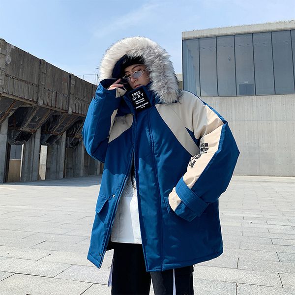 m-5xlwinter country tide style personality contrast color stitching men's loose tooling large fur collar hooded cotton coat la, Black
m-5xlwinter country tide style personality contrast color stitching men's loose tooling large fur collar hooded cotton coat la, Black