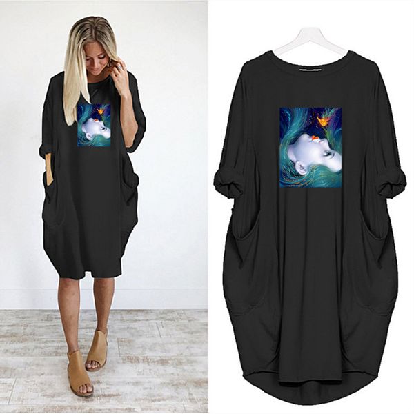designer womens dress new brand one piece loose women cloth knee length dress with oil portrait printing casual style size s-5xl wholesales, Black;gray
designer womens dress new brand one piece loose women cloth knee length dress with oil portrait printing casual style size s-5xl wholesales, Black;gray