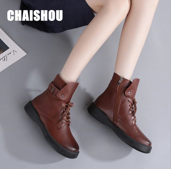 d333 fashion winter flat boots genuine leather ankle shoes vintage casual shoes brand chaussure bottes femme handmade women boot, Black
d333 fashion winter flat boots genuine leather ankle shoes vintage casual shoes brand chaussure bottes femme handmade women boot, Black
