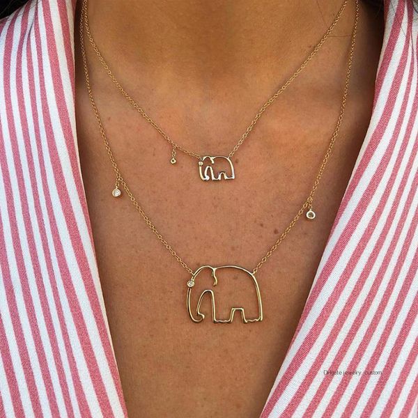 Women Temperament Clavicle Chain Double Hollow Elephant Crystal Pendant Gold Necklace Exquisite Party Wedding Jewelry Gifts
Women Temperament Clavicle Chain Double Hollow Elephant Crystal Pendant Gold Necklace Exquisite Party Wedding Jewelry Gifts