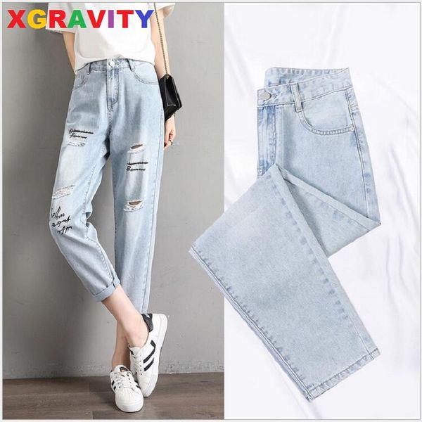 xgravity loose vintage woman jeans 2020 autumn bleached casual boyfriend hole denim wide leg pants high waist woman jean a029, Blue
xgravity loose vintage woman jeans 2020 autumn bleached casual boyfriend hole denim wide leg pants high waist woman jean a029, Blue