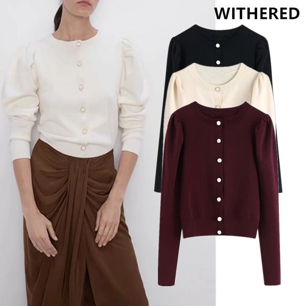 withered autumn england urban vintage solid puff sleeve metal buckle knitted cardigan women single breasted sweaters women, White
withered autumn england urban vintage solid puff sleeve metal buckle knitted cardigan women single breasted sweaters women, White
