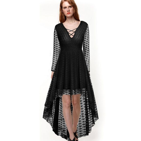 black vintage women dress maxi lace asymmetrical long sleeve short front long back v-neck hollow out patchwork party lady dress, Black;gray
black vintage women dress maxi lace asymmetrical long sleeve short front long back v-neck hollow out patchwork party lady dress, Black;gray