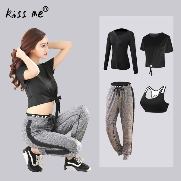 women sportswear set four piece long trousers sport bra short sleeve t-shirts coat women fitness wear yoga sets sports suits, White;red
women sportswear set four piece long trousers sport bra short sleeve t-shirts coat women fitness wear yoga sets sports suits, White;red