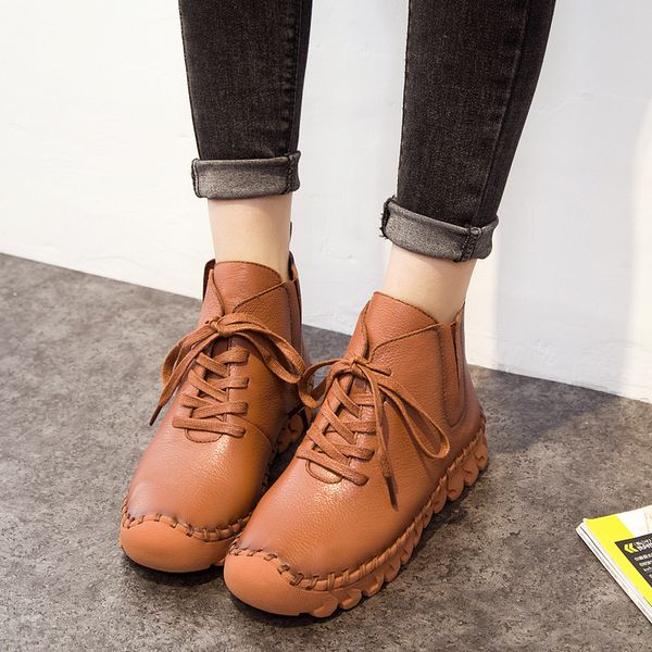 fashion women genuine leather flat heel women boots fashion solid color lace up female comfortable winter ankle boots 4 colors, Black
fashion women genuine leather flat heel women boots fashion solid color lace up female comfortable winter ankle boots 4 colors, Black