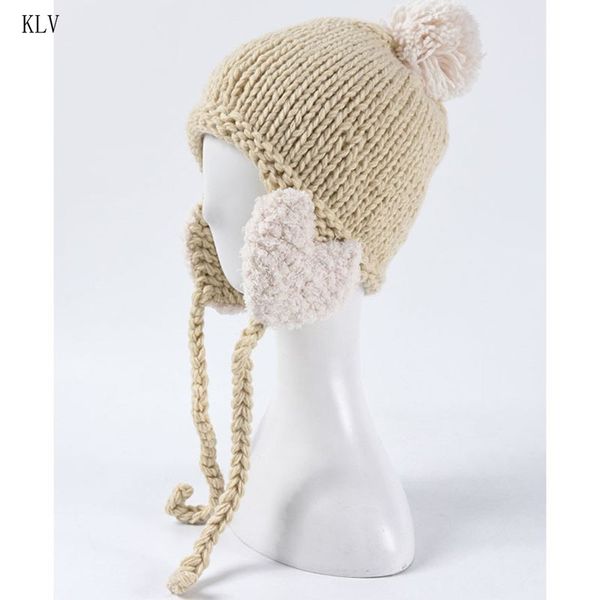 women girls winter cable knitted earflap hat cute love heart plush ear warmer with pompom solid color student school beanie cap, Blue;gray
women girls winter cable knitted earflap hat cute love heart plush ear warmer with pompom solid color student school beanie cap, Blue;gray