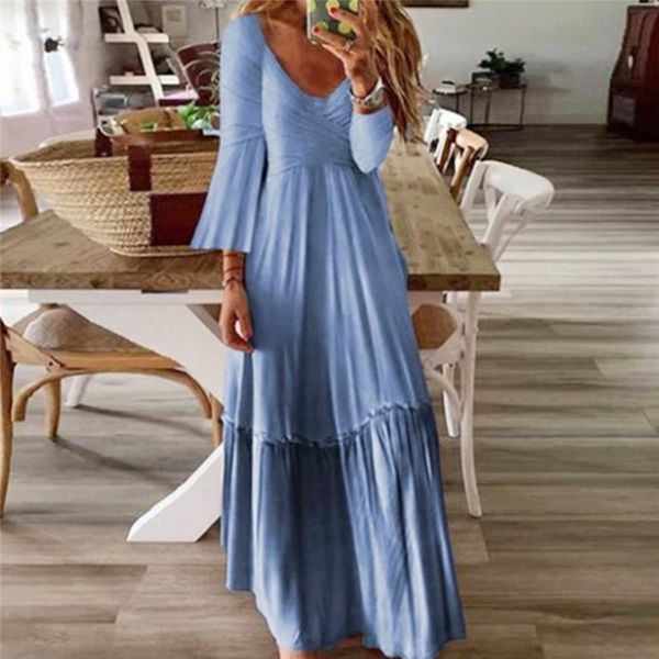 new autumn women dress ladies deep v-neck dress elegant solid color vestido fashion flare sleeve high waist for women, Black;gray
new autumn women dress ladies deep v-neck dress elegant solid color vestido fashion flare sleeve high waist for women, Black;gray