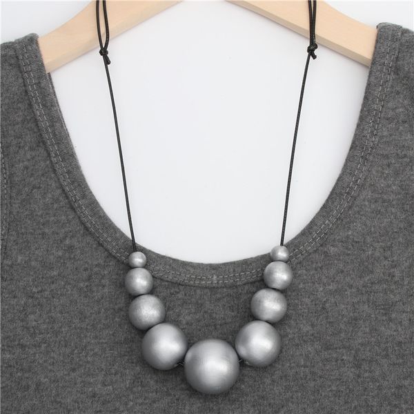 1pc colorful wood beads round necklace diy handmade long rope wooden jewelry for women boho style, Silver
1pc colorful wood beads round necklace diy handmade long rope wooden jewelry for women boho style, Silver