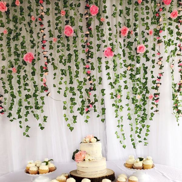 240cm silk artificial rose flowers rattan string vine with green leaves for home wedding arch decor wall hanging garland
240cm silk artificial rose flowers rattan string vine with green leaves for home wedding arch decor wall hanging garland
