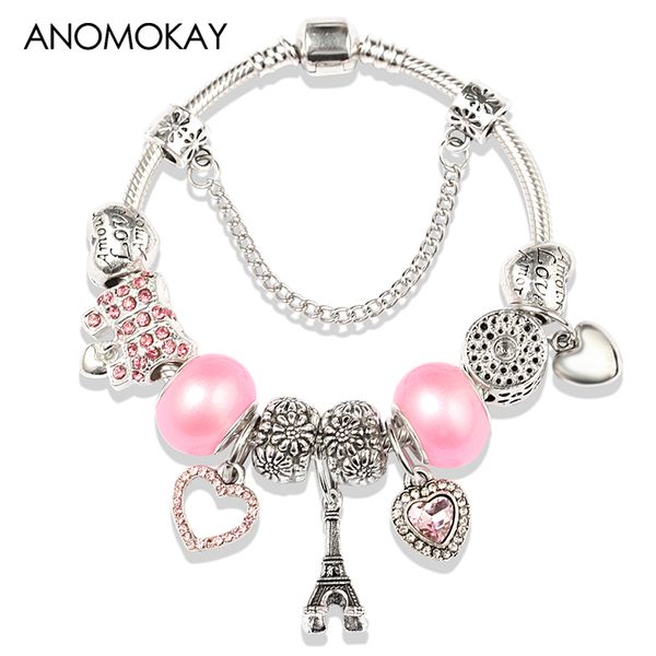 2019 new arrival cute pink crystal heart charm bracelet antique silver love eiffel tower fashion bead bracelet for women, Golden;silver
2019 new arrival cute pink crystal heart charm bracelet antique silver love eiffel tower fashion bead bracelet for women, Golden;silver