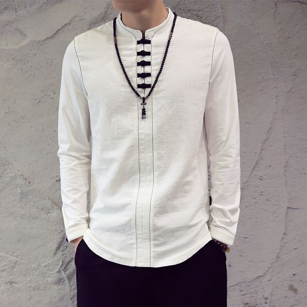 spring summer cotton linen shirts men stand collar chinese style casual full sleeve titching button male clothing fashion, White;black
spring summer cotton linen shirts men stand collar chinese style casual full sleeve titching button male clothing fashion, White;black