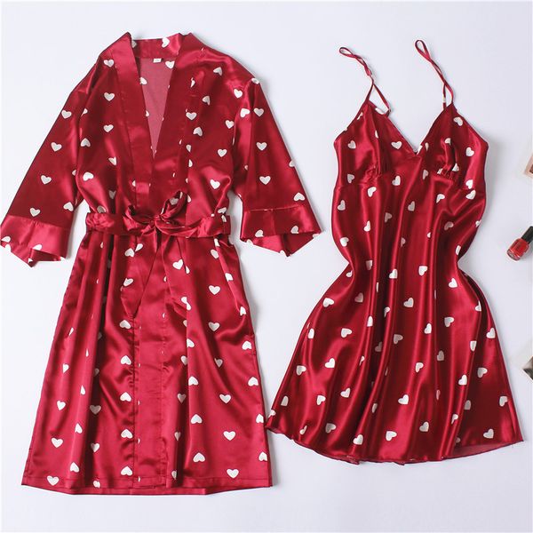 print heart satin nighty&robe set women 2pcs sleepwear intimate lingerie robe suit 2020 homewear silky nightwear nightgown, Black;red
print heart satin nighty&robe set women 2pcs sleepwear intimate lingerie robe suit 2020 homewear silky nightwear nightgown, Black;red