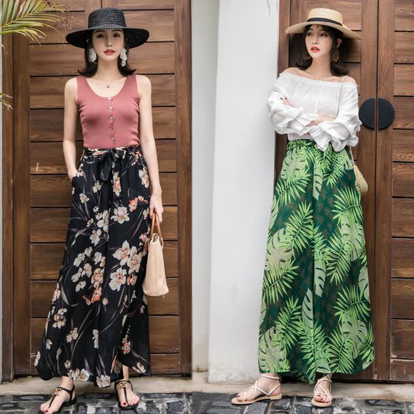summer women high waist chiffon wide leg skirts loose floral ladies casual llong skirt holiday fashion lace women's skirts, Black
summer women high waist chiffon wide leg skirts loose floral ladies casual llong skirt holiday fashion lace women's skirts, Black