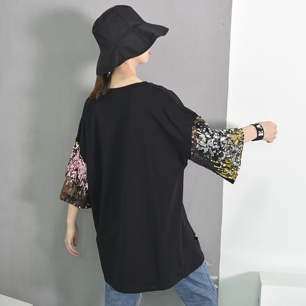 autumn summer cotton fashion new black white long t shirt loose korean sequins sleeve stitch hole woman t-shirt female quality
autumn summer cotton fashion new black white long t shirt loose korean sequins sleeve stitch hole woman t-shirt female quality